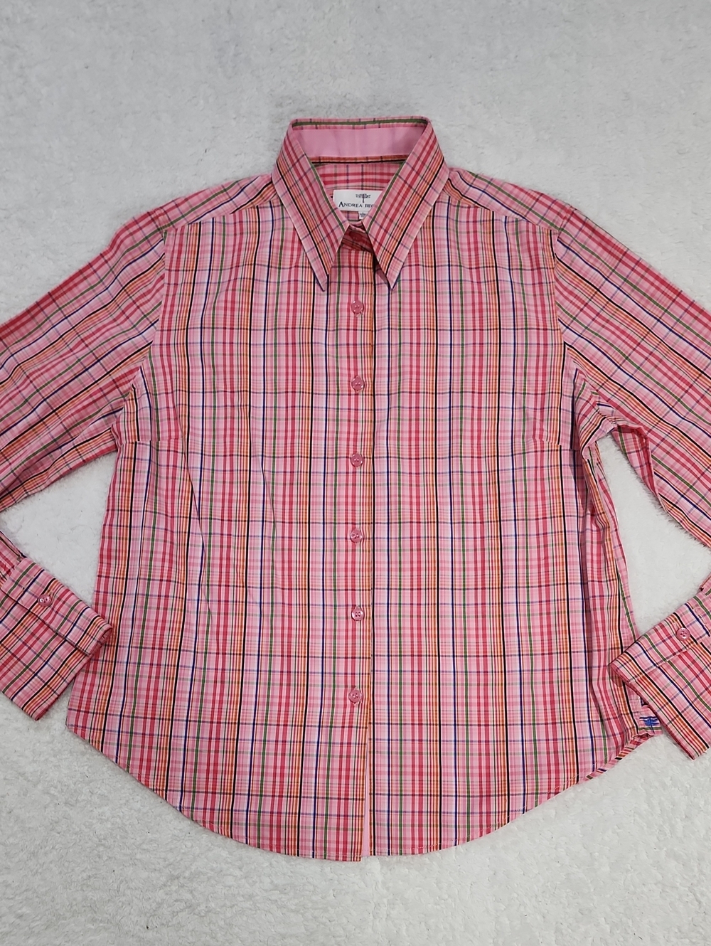 Andrea Becker Preppy Long Sleeve Plaid Button Down Shirt